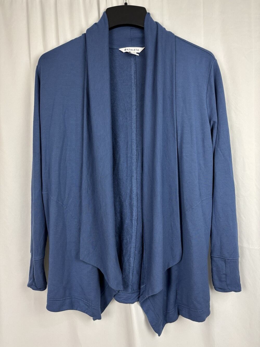 ATHLETA Chrome Blue Nirvana Pranayama Wrap Cardigan Pockets Yoga Sz XS